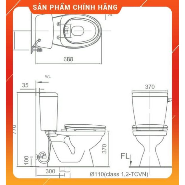 Siêu Sale Bàn cầu 2 khối cao cấp inax C-117VA - C-117VAN