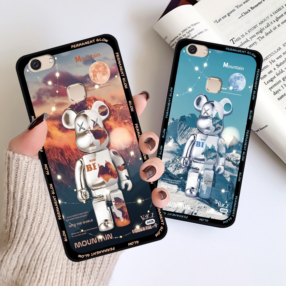 Ốp Vivo V7 / V7 Plus / V7+ in hình họa tiết Mountain, Be@rbrick dễ thương (T13 - T18)