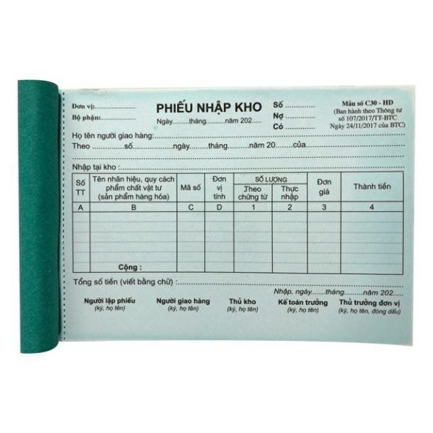 Phiếu Nhập Kho 1 Liên A5(13X19cm) - Dùng Cho Kế Toán, Thủ Kho Nhập Hàng