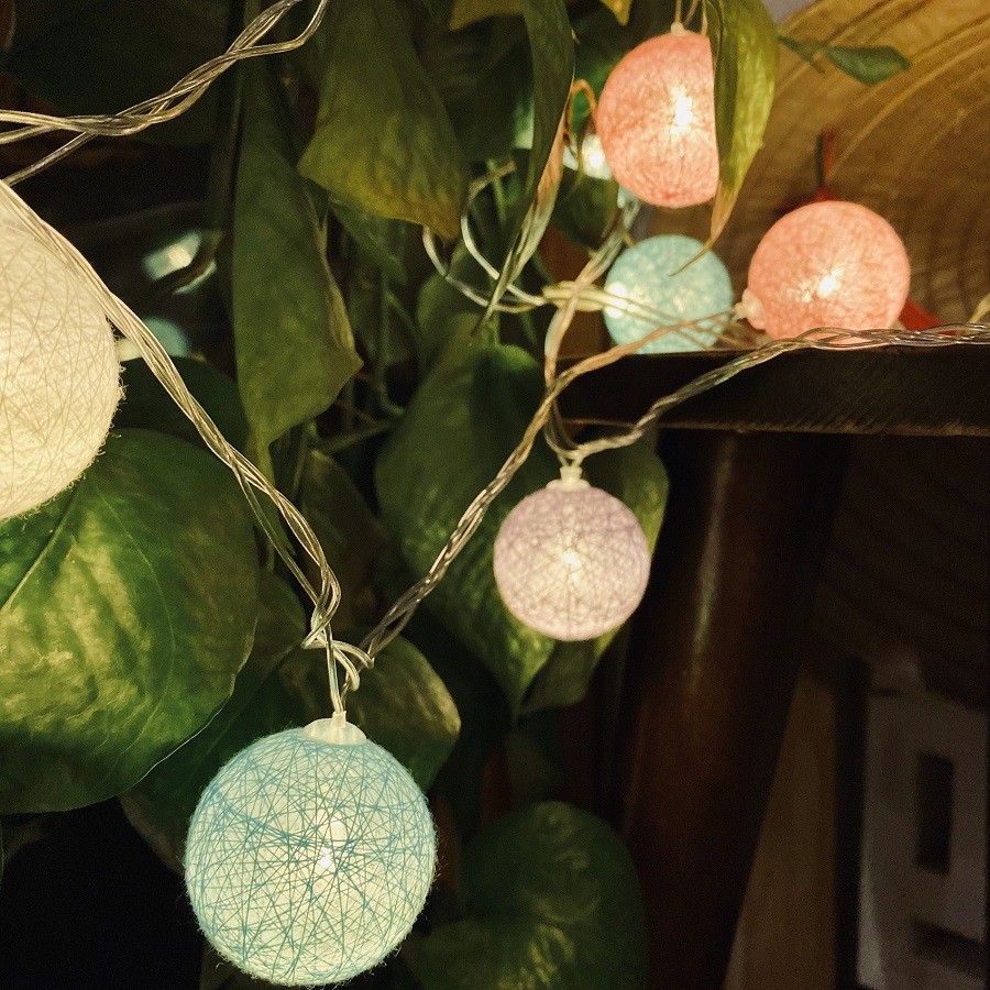 (Tặng Pin AA) Dây Đèn Cotton Ball 3 Mét 20 Banh Led, Banh Vải, 5 Màu Pastel, Không Nhấp Nháy | BigBuy360 - bigbuy360.vn