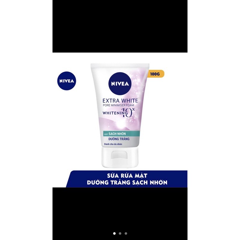 Sữa rửa mặt  dưỡng trắng da sạch nhờn 100ml/ NIVEA Extra White Pore Minimiser