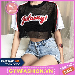 [QUÀ TẶNG 100k] Áo Croptop Lưới thể thao phong cách Âu Mỹ siêu cá tính -GYMFASHION.VN