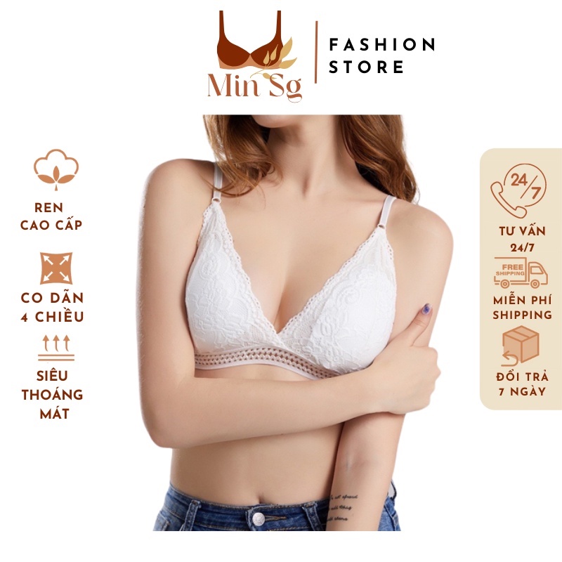 Áo bra ren mềm có mút mỏng tháo được cài sau.Áo lót bra ren đệm mỏng, nút cài sau chắc chắn