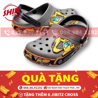 dép cross cho bé💖FREESHIP💖dép cross cho bé họa tiết xám máy xúc MAICROSSMNS2 tặng thêm 6jibitz cross