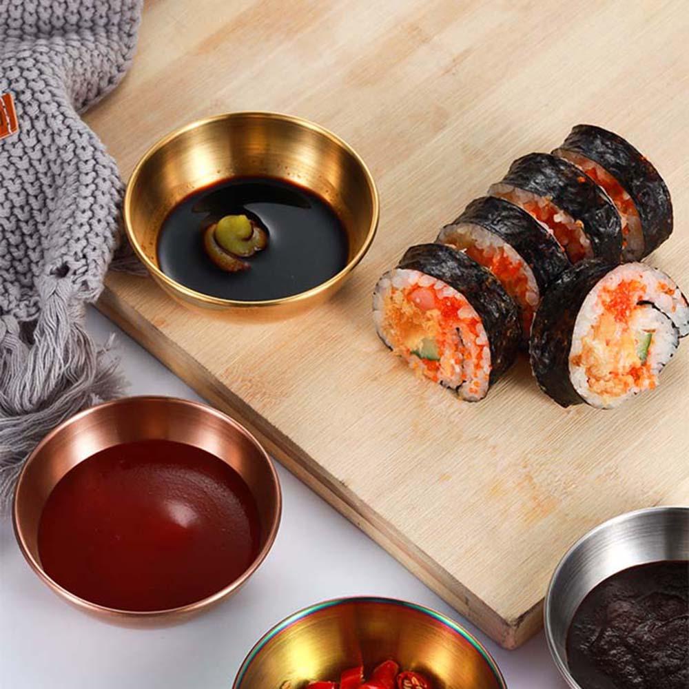 Set 1 / 4 Đĩa Tròn Đựng Nước Chấm Bằng Thép Không Gỉ