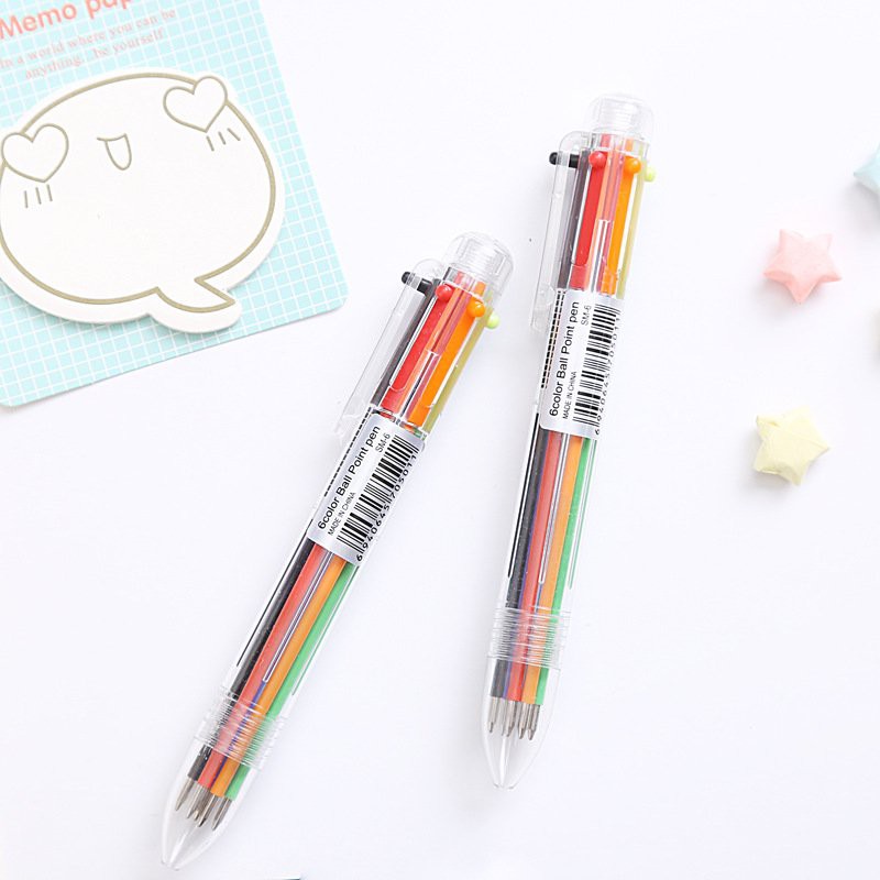 BÚT BI BẤM 6 MÀU 6 NGÒI 0.5MM CHIỀU DÀI 14CM ĐỘC ĐÁO TIỆN DỤNG