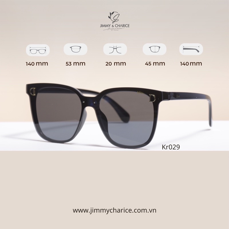 Kính râm Jimmy & Charice unisex mắt vuông chữ D sang chảnh(kr029) chống tia UV Kr029