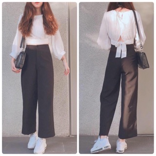 Áo sơmi croptop cột nơ lưng