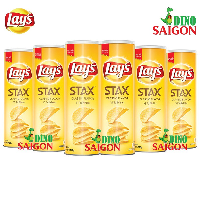 Bộ 6 hộp Bánh Snack Khoai Tây Lay's Stax Malaysia 160g Vị Tự Nhiên