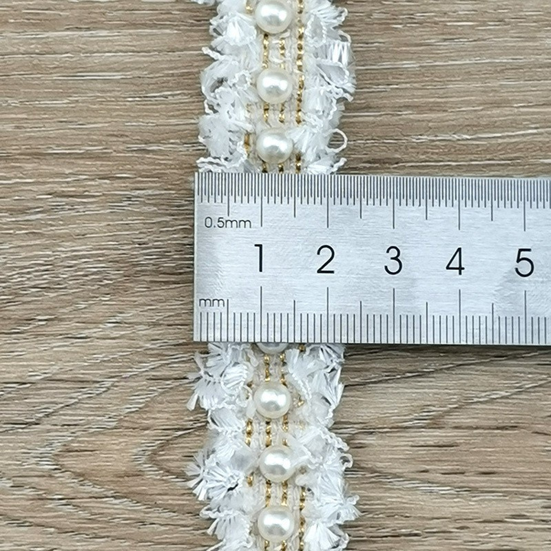 Dây ruy băng lưới đính ngọc trai giả dài 1 yard dùng làm kẹp tóc/trang trí đồ thủ công tại nhà