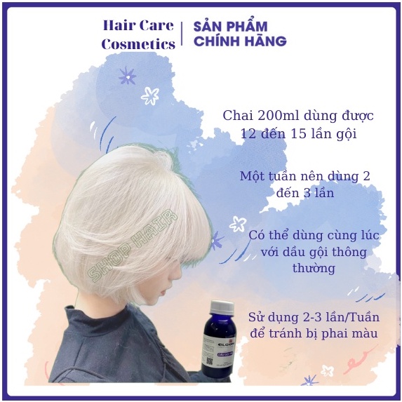 Dầu gội tím Elgon, dầu gội khử vàng và giữ màu dành cho tóc tẩy nhuộm màu thời trang | Shop Hair