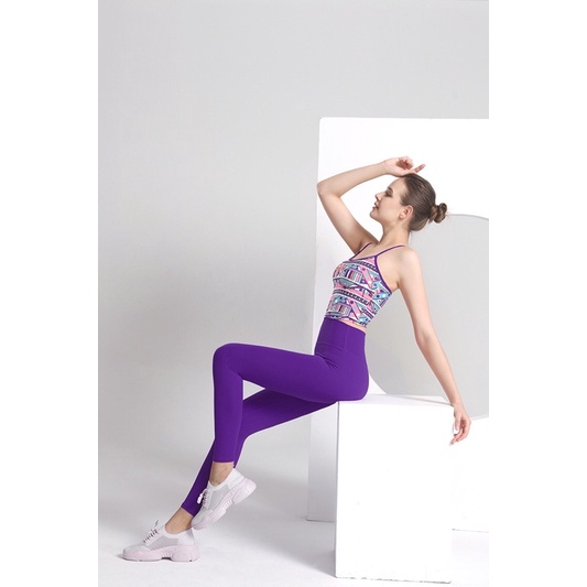 Bộ Tập Yoga Gym Hoạ Tiết 3D Croptop Thổ Câm S39