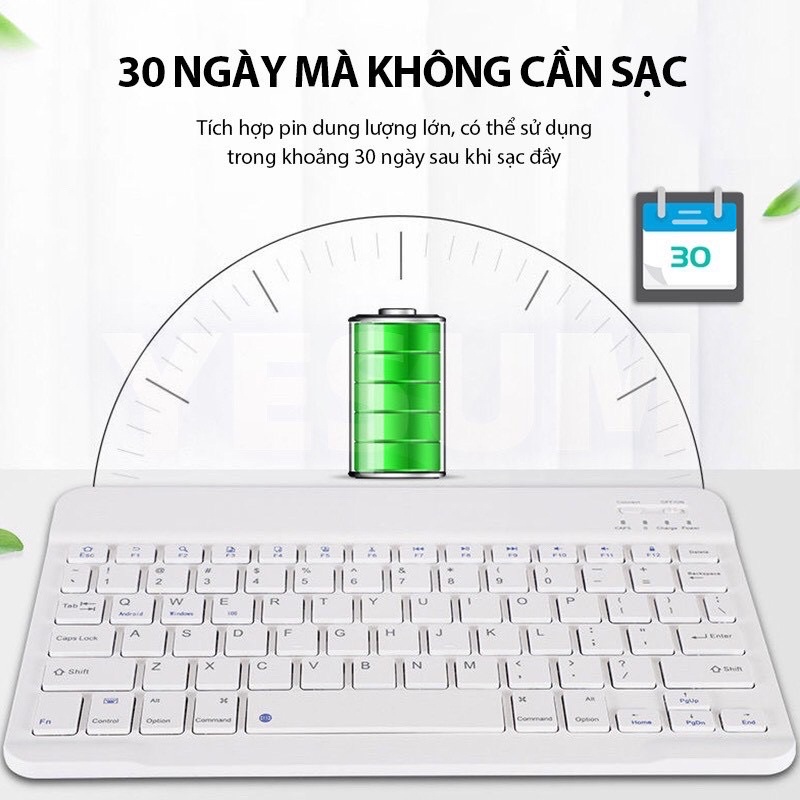 Bàn phím Bluetooth không dây mini HP 10 inch TẶNG chuột không dây