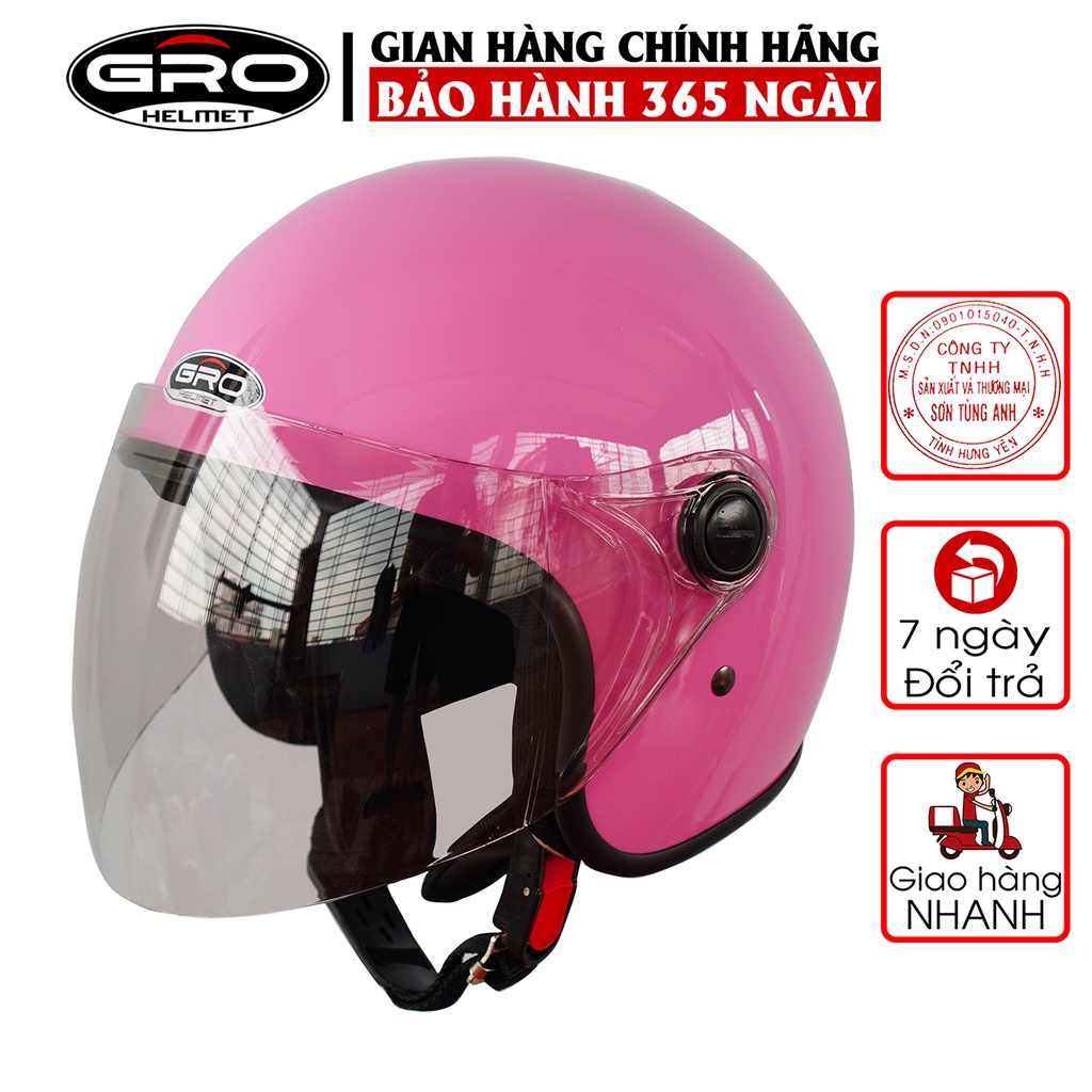 Mũ Bảo Hiểm Gro 3/4 đầu T818 có kính dài che cả mặt, kiểu dáng thời trang cho nữ, khóa kim loại chắc chắn - Nhiều Màu