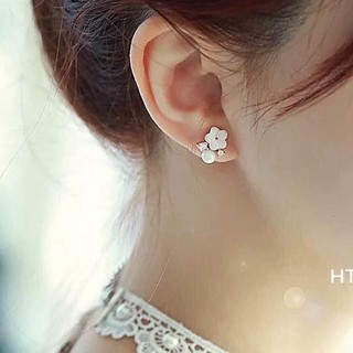 Bông tai bạc hoa mai hoa tai bạc ý xi bạch kim hình hoa mai nữ tính