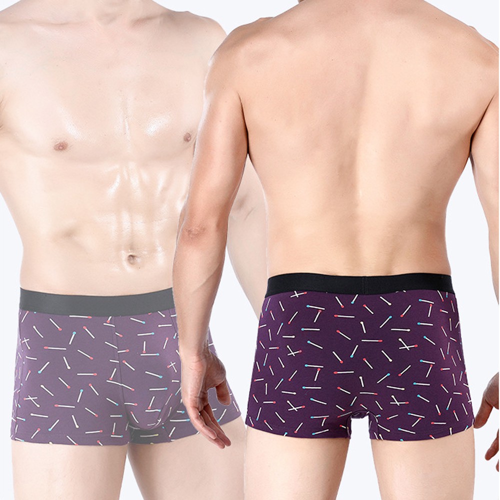 Combo 4 quần lót boxer nam kháng khuẩn vải cotton co giãn họa tiết que diêm cực hot 2021 Micado