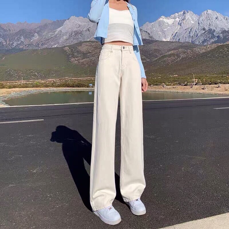 Quần jean bò kaki nữ ống rộng xuông jeans cạp cao jeanhot_0102 ms15