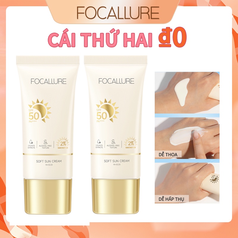 Kem Chống Nắng FOCALLURE SPF50PA+++ 4 Trong 1 Chứa Niacinamide 100% Chứa Cồn Và Khoáng Chất Hyaluronic Acid Không Cần Sử Dụng Lại Làn Da
