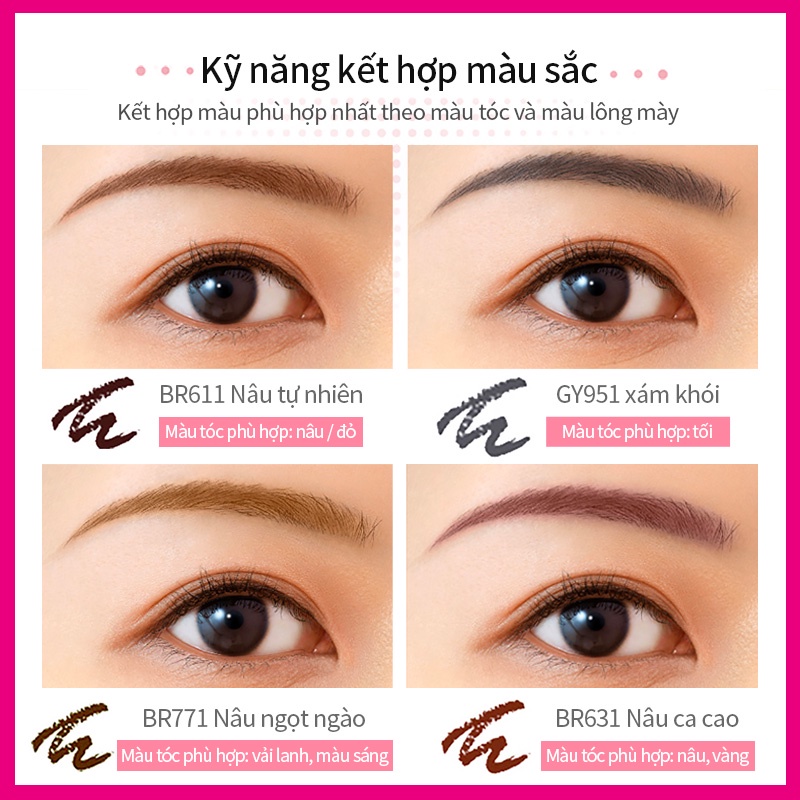 Chì kẻ lông mày ZA 0.17g với hai đầu có thể xoay chống nước với 4 màu sắc lựa chọn không phai màu để trang điểm mắt