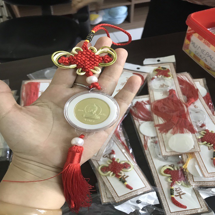 Dây treo đồng xu may mắn, dùng để chứa xu phong thủy, mang lại tài lộc, giao màu ngẫu nhiên - SP000844