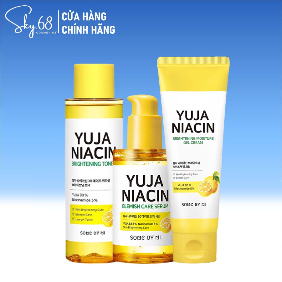 Bộ 3 SP Dưỡng Ẩm Trắng Da Chiết Xuất Quả Thanh Yên Some By Mi Yuja Niacin 30 Days Brightening (Toner+Serum+Kem)