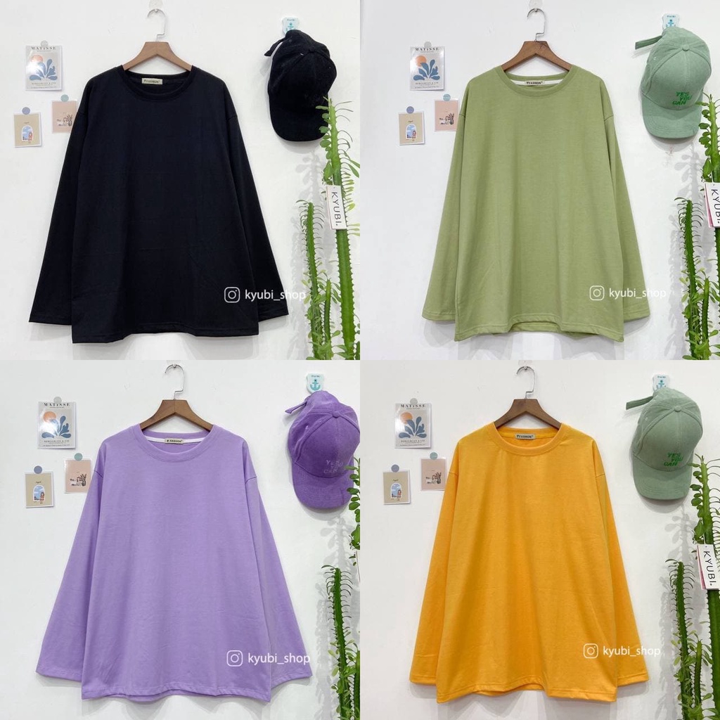Áo thun DÀI TAY Ulzzang Kyubi Basic Tee phông trơn nữ lỡ form rộng sweater Hàn Quốc - Kyubi ATD01
