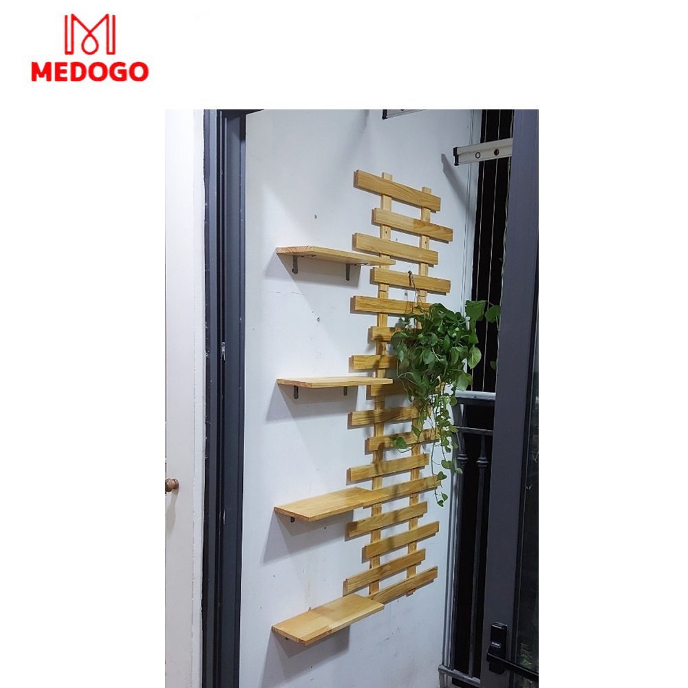 Bộ kệ gỗ ban công MEDOGO treo tường trồng hoa, cây cảnh, giá gỗ thông treo tường trang trí phong cách Hàn Quốc
