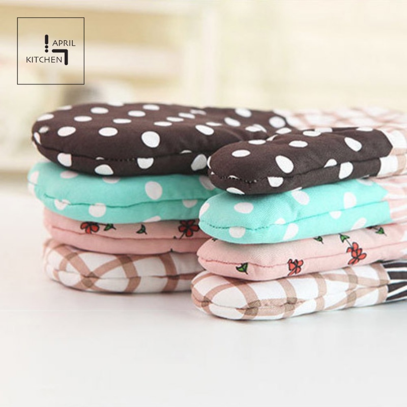 Găng tay lò nướng làm bếp vãi cotton mềm mịn chịu nhiệt tốt chống trượt 26x17cm GTB01