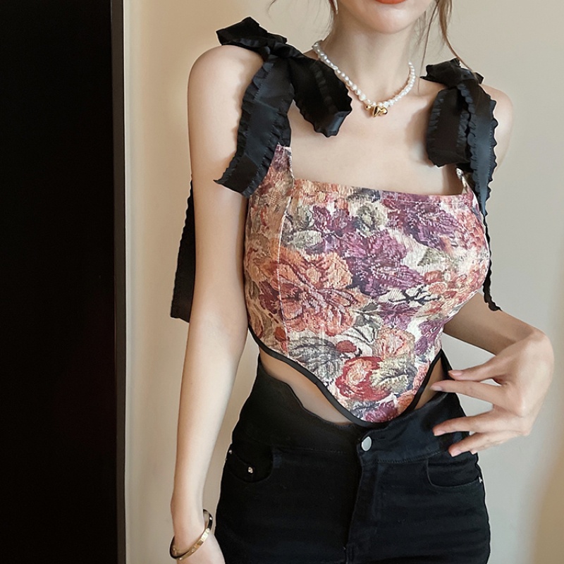 Áo Hai Dây Họa Tiết Hoa Dáng Ôm Thời Trang Cho Nữ