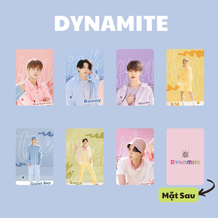 SET 7 CARD BTS DYNAMITE 7 THÀNH VIÊN (Ép + bo góc)