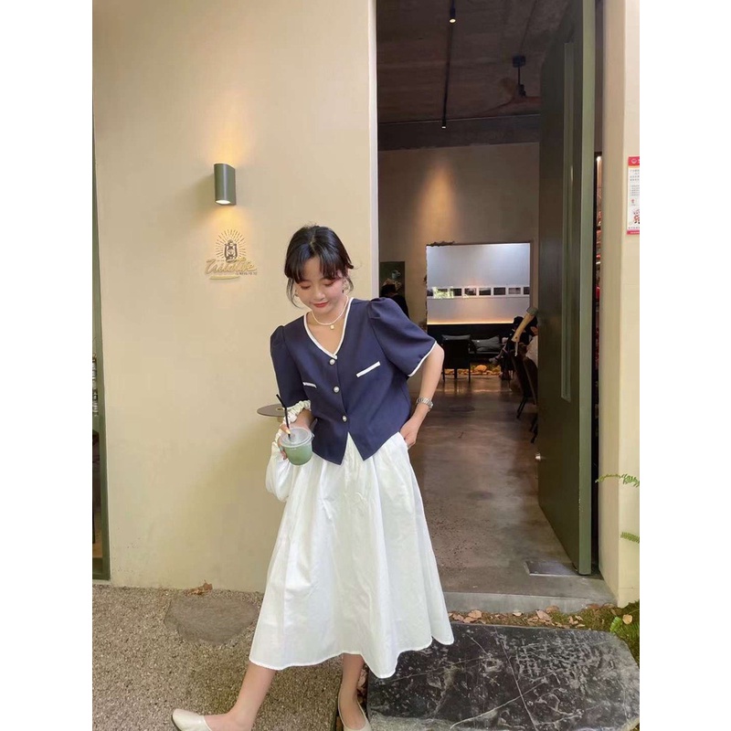 Áo croptop xanh navy | 11 HIN