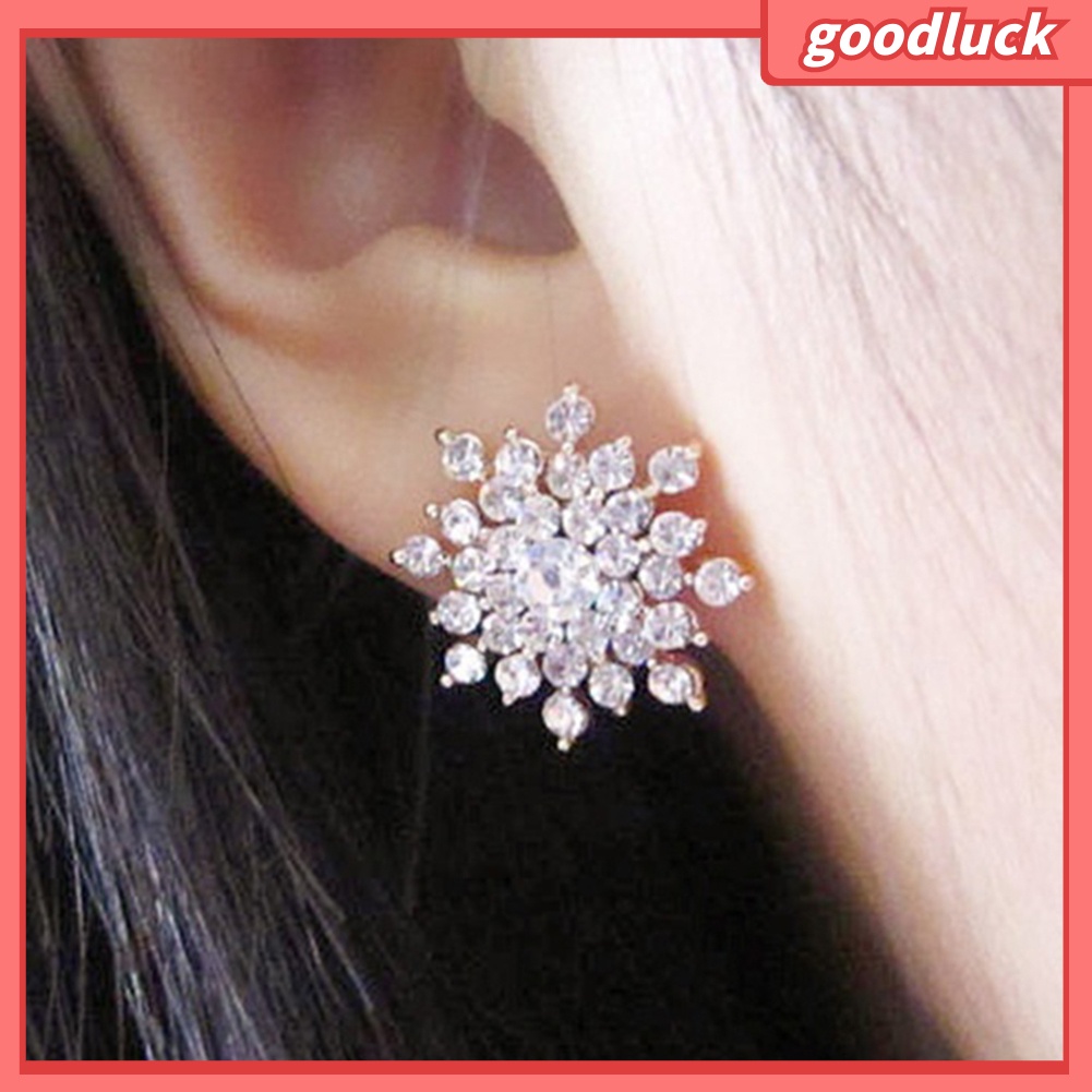 Đôi Khuyên Tai Hình Hoa Tuyết Đính Đá Thời Trang Cho Nữ