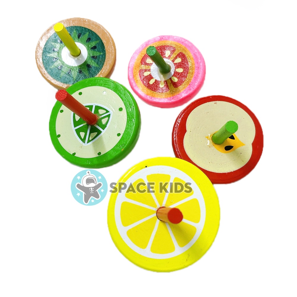 Đồ chơi trẻ em Space Kids Con quay gỗ hình hoa quả dễ thương nhiều màu sắc cho bé