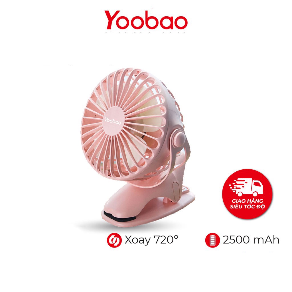 Quạt tích điện yoobao F04, quạt sạc mini kẹp địa hình đa năng, để bàn pin sạc 6400mah, tích điện 32h
