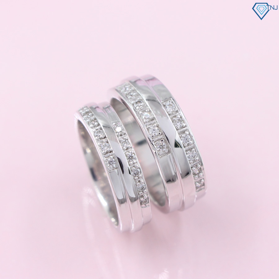 Nhẫn bạc đôi nam nữ đính đá khắc tên theo yêu cầu ND0315 Trang Sức TNJ