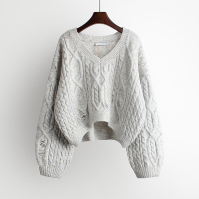 Áo sweater form rộng cổ chữ V thời trang thu đông Hàn Quốc dành cho nữ | BigBuy360 - bigbuy360.vn