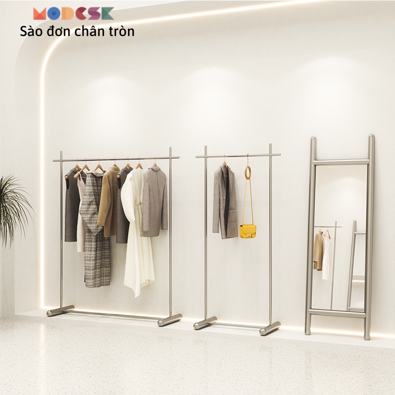 Sào/Giá đơn chân tròn [sang trọng] Inox 304 Modesk [treo quần áo Shop thời trang]