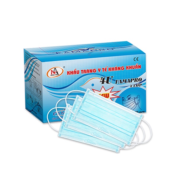 COMBO 10 Hộp khẩu trang y tế 4 lớp kháng khuẩn Famapro 4U (50 cái/hộp)