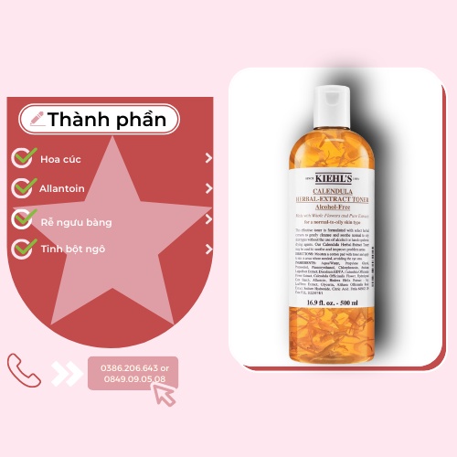 Nước Cân Bằng Hoa Cúc Kiehl's Calendula Herbal Extract Alcohol-Free 500ml TN294