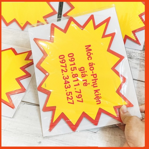 COMBO túi 10 giấy sale - giấy gắn bảng biển sale màu vàng, hàng đẹp giá rẻ, chất liệu giấy đẹp và cứng cáp, KT 24cmx20cm