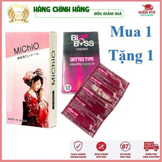 [Mua 1 Tặng 1] Bao cao su Gân gai siêu mỏng Michio Nhật Bản 12 Bao Tặng 1 Hộp BigBoss