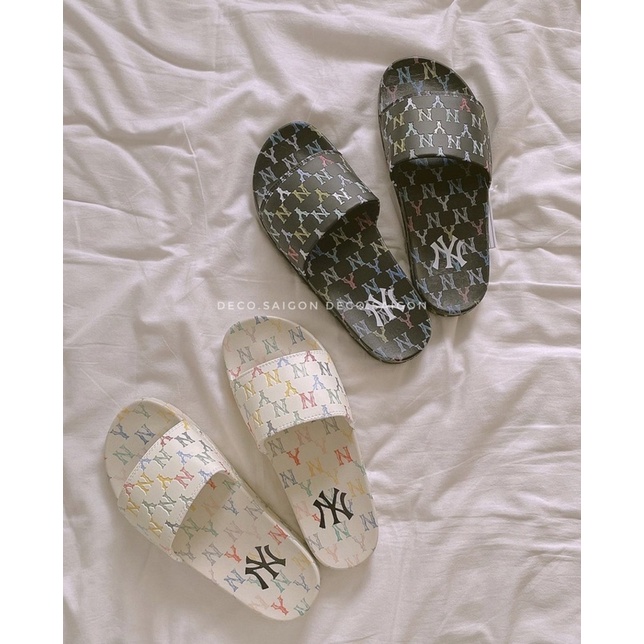 Dép quai ngang nam nữ unisex logo M.L.B Monogram cao 2cm đế Eva nhẹ – Hỗ trợ đổi size/tặng kèm box – Deco.saigon