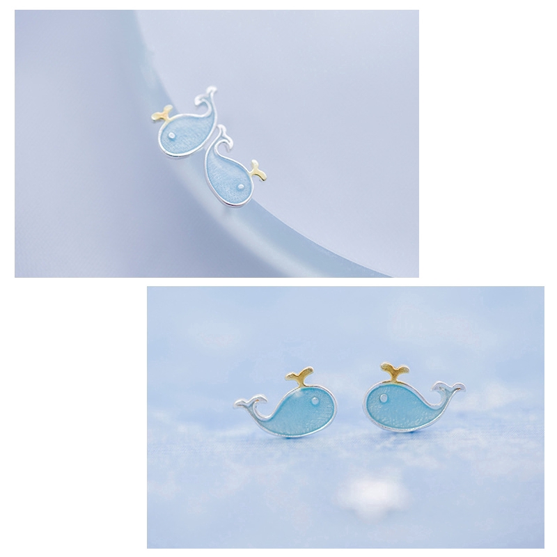 Cá Heo Bông Tai Stud Earrings Korean Style Whale Earring Women Fashion Jewelry Gifts