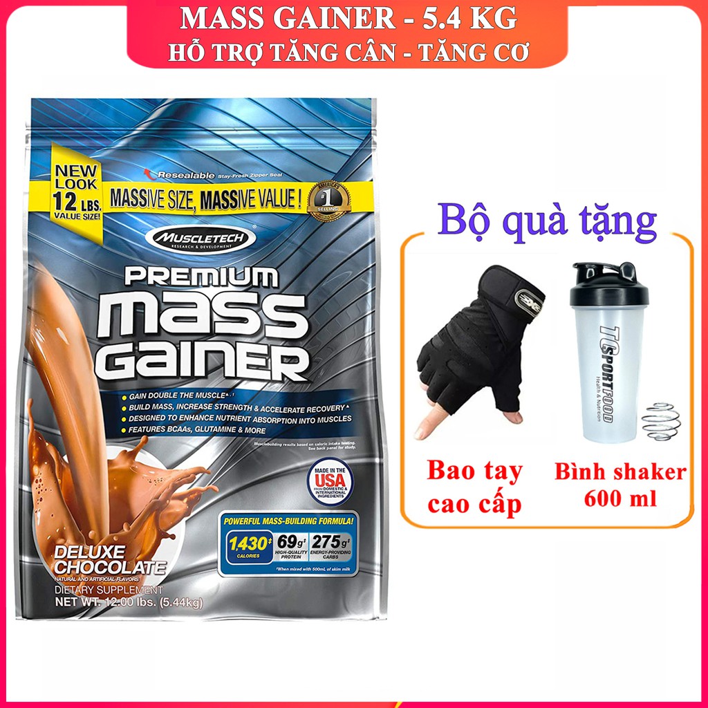 Sữa tăng cân tăng cơ cao cấp Premium Mass Gainer của MuscleTech hương Chocolate bịch 5.45 kg - Phân phối chính thức