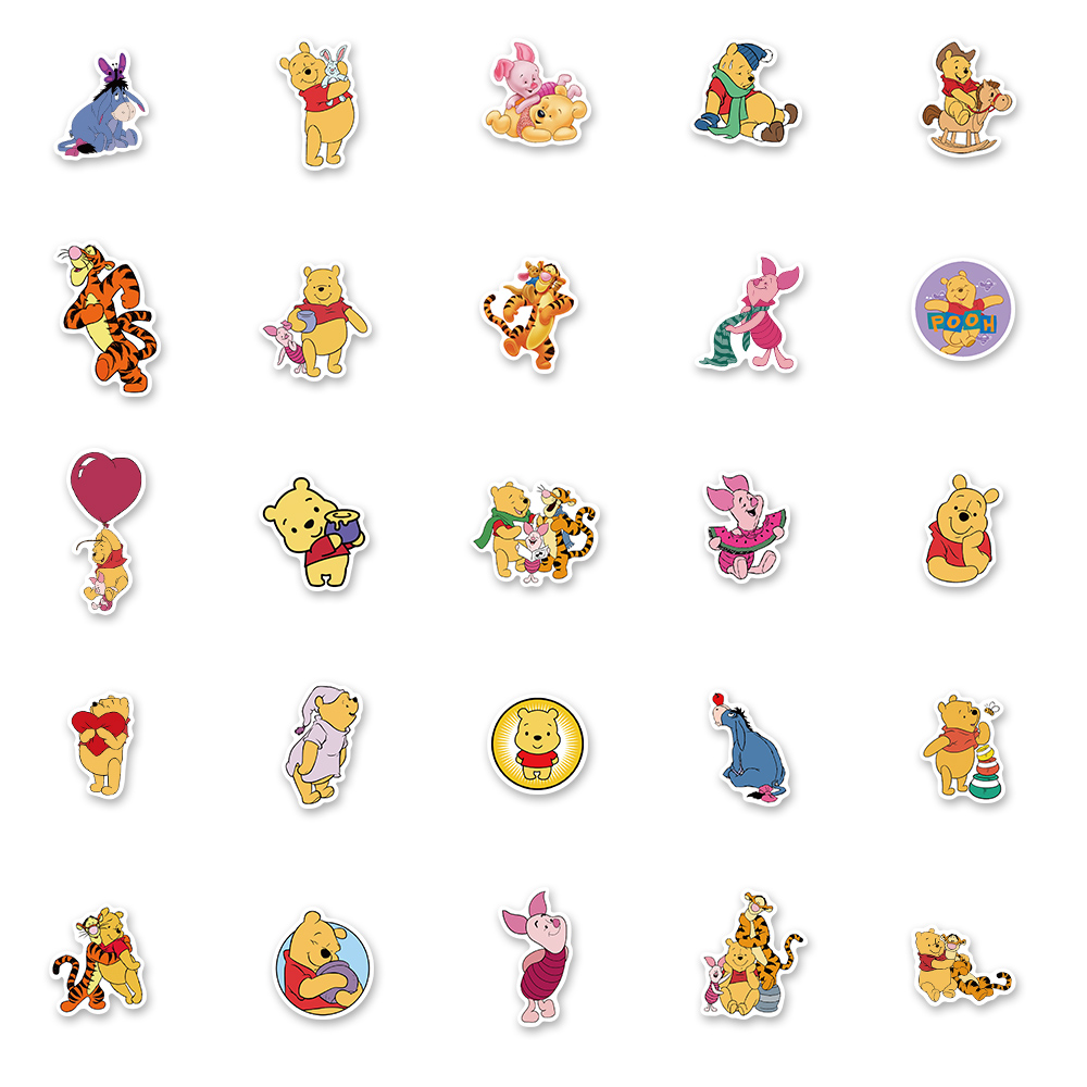 Set 50 hình dán Graffiti phong cách hoạt hình Winnie the Pooh dễ thương