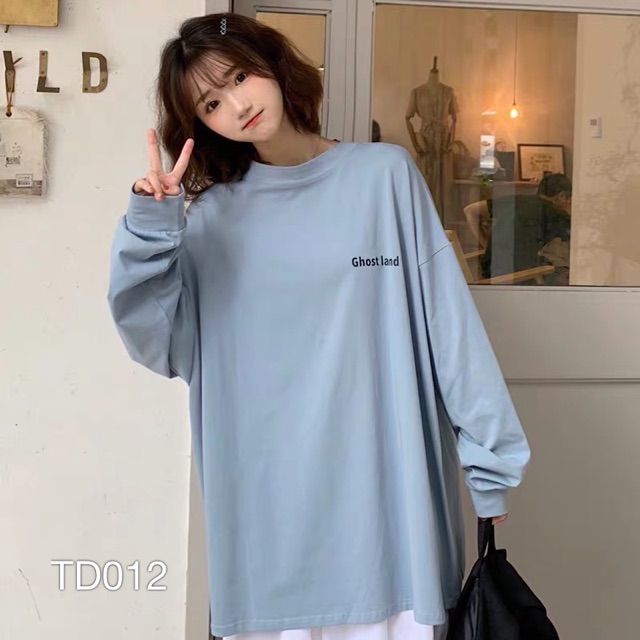 Áo thun tay dài nữ VN CLO in chữ ghost land - TD012
