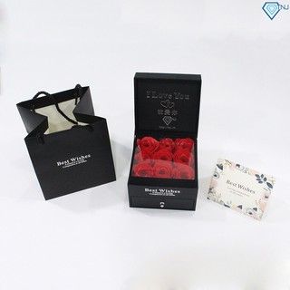 Hộp quà tặng hoa hồng màu đen đẹp sang trọng - Trang Sức TNJ