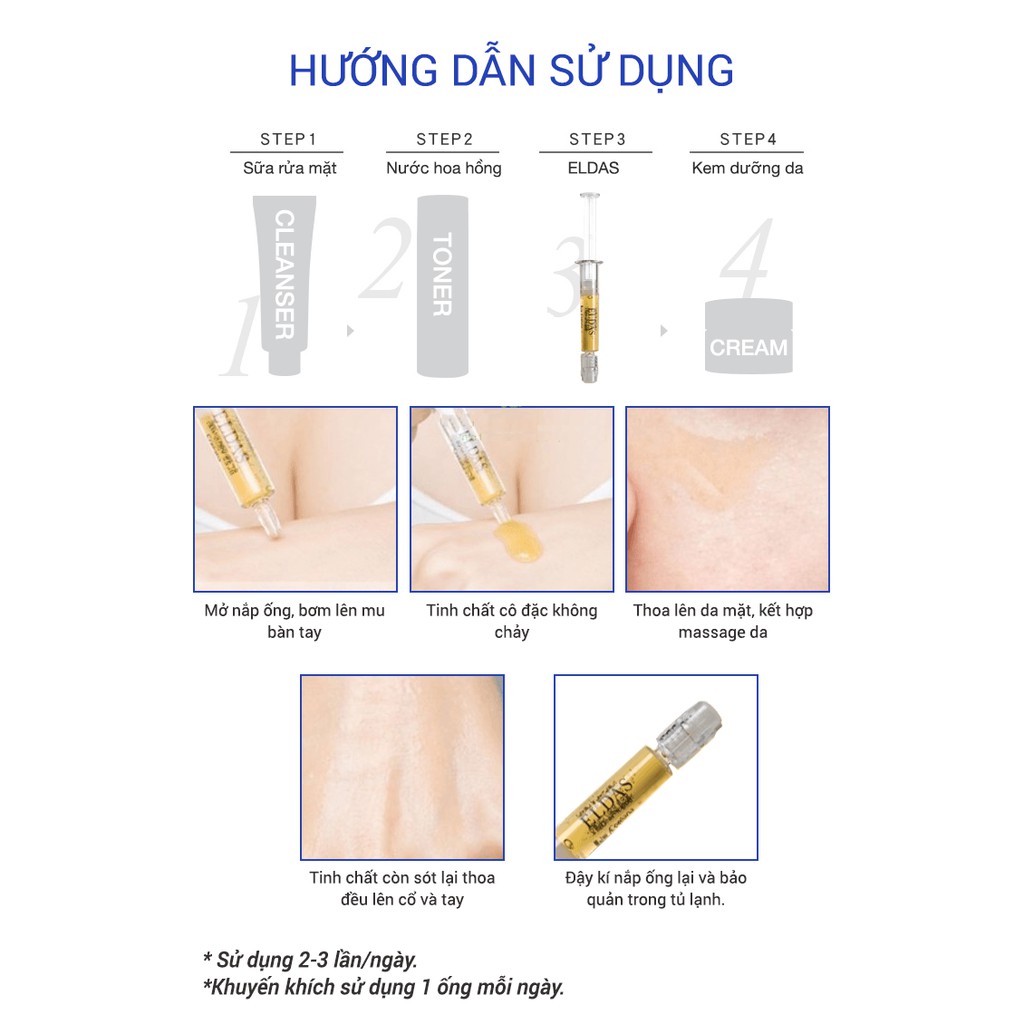 [CHÍNH HÃNG] Bộ 3 ống tế bào gốc Eldas EG Tox Program Coreana phục hồi da, chống lão hóa 2ml x 3 ống