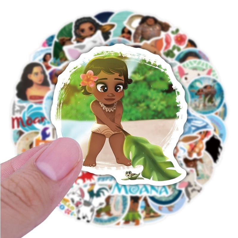 Z & M ❀ Hình Dán Moana ❀ Bộ 50 Miếng Dán Chống Thấm Nước Hình Disney Dễ Thương Cho Đồ Chơi