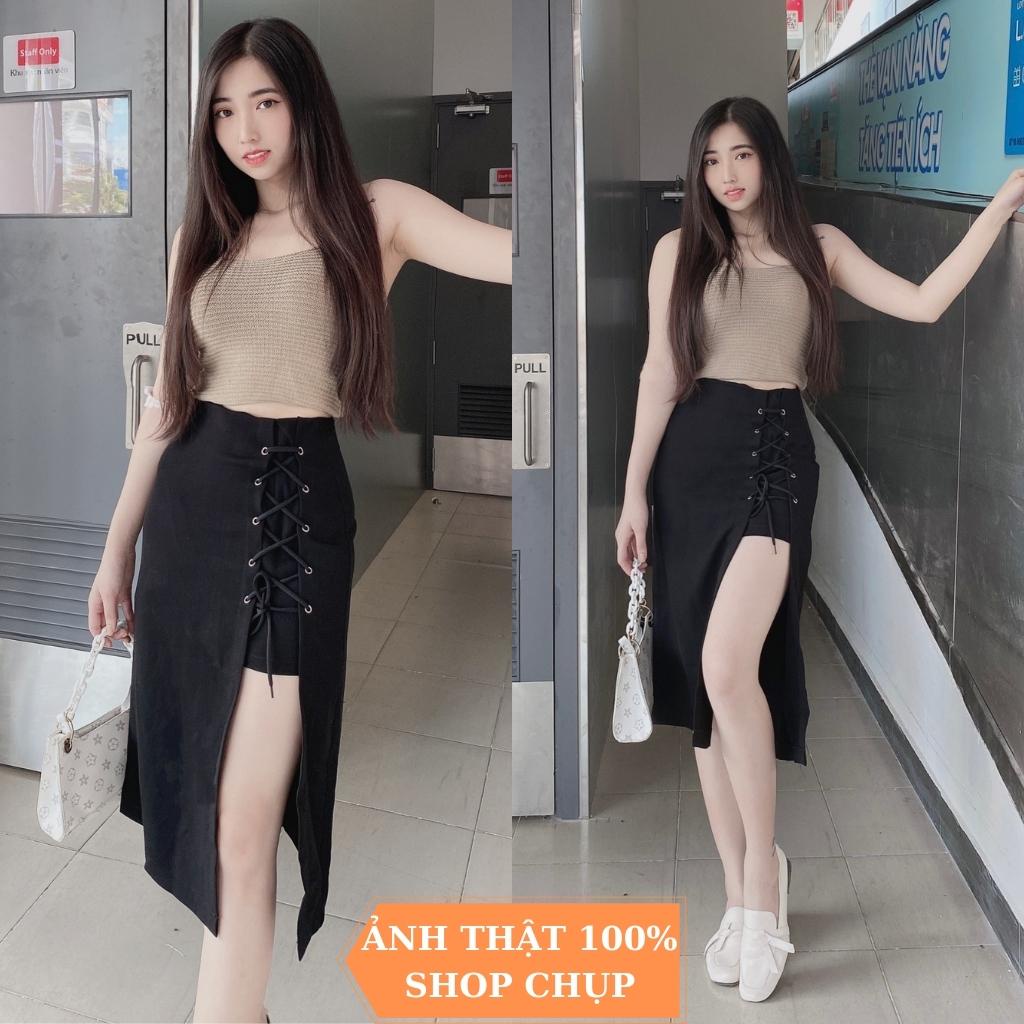 Chân Váy Dài Xẻ Tà Phối Dây Cột Kiểu Dáng Cá Tính Siều Ngầu | BigBuy360 - bigbuy360.vn